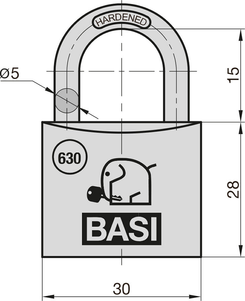 BASI 6300-3000 Vorhangschloss VHS 630 Aluminium 30mm 2 Schlüssel