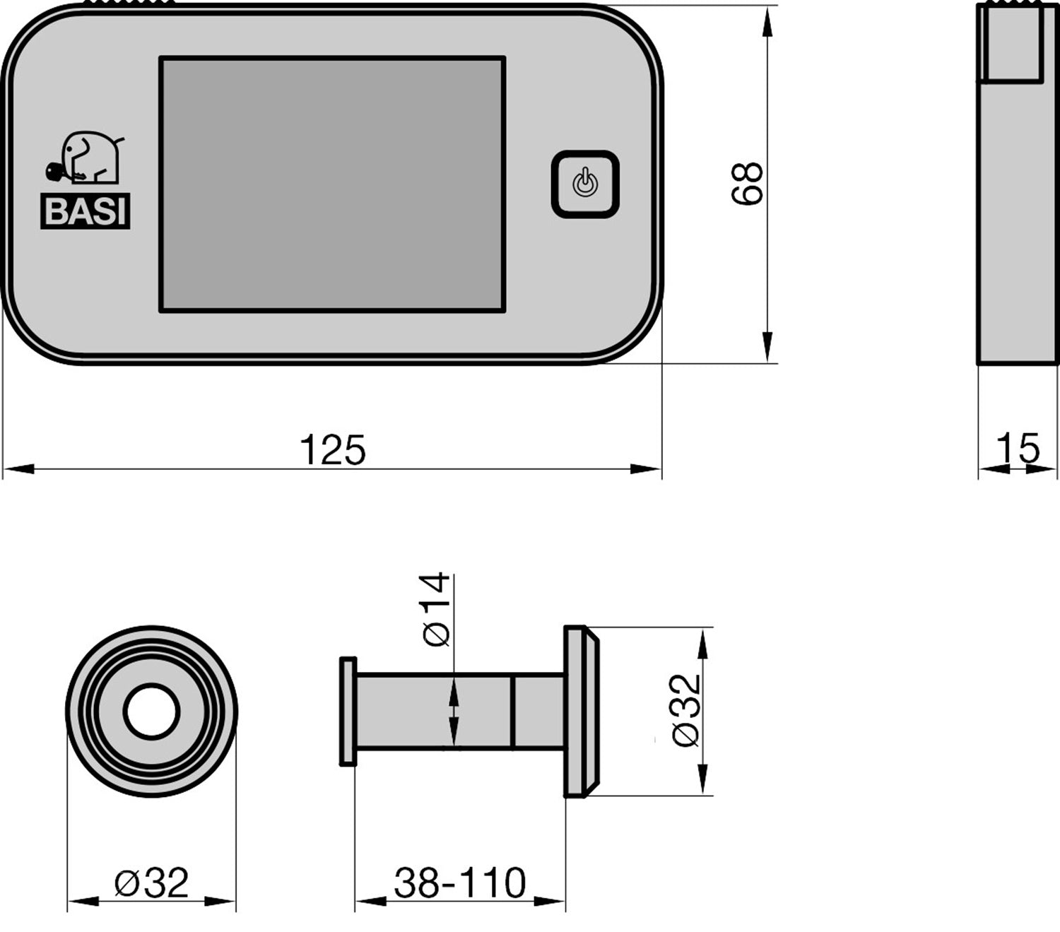 BASI TS 710 Digitaler Türspion Champagne Messing LCD Display
