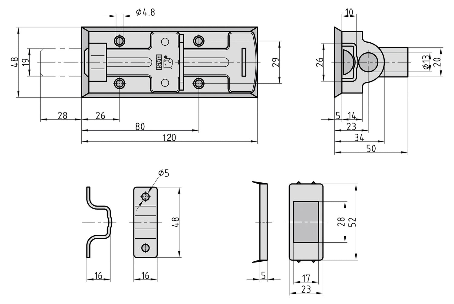 BASI 6920-0140 Schlossriegel SR 20 140mm Verzinkt Riegel Schlösser
