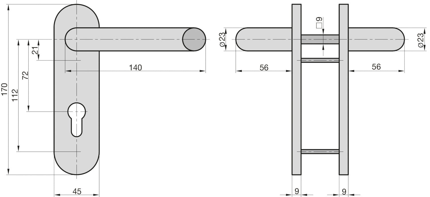 BASI 7519-0501 ZT/FS 2100 PZ FS Drücker Schutzbeschlag Feuerschutzbeschlag