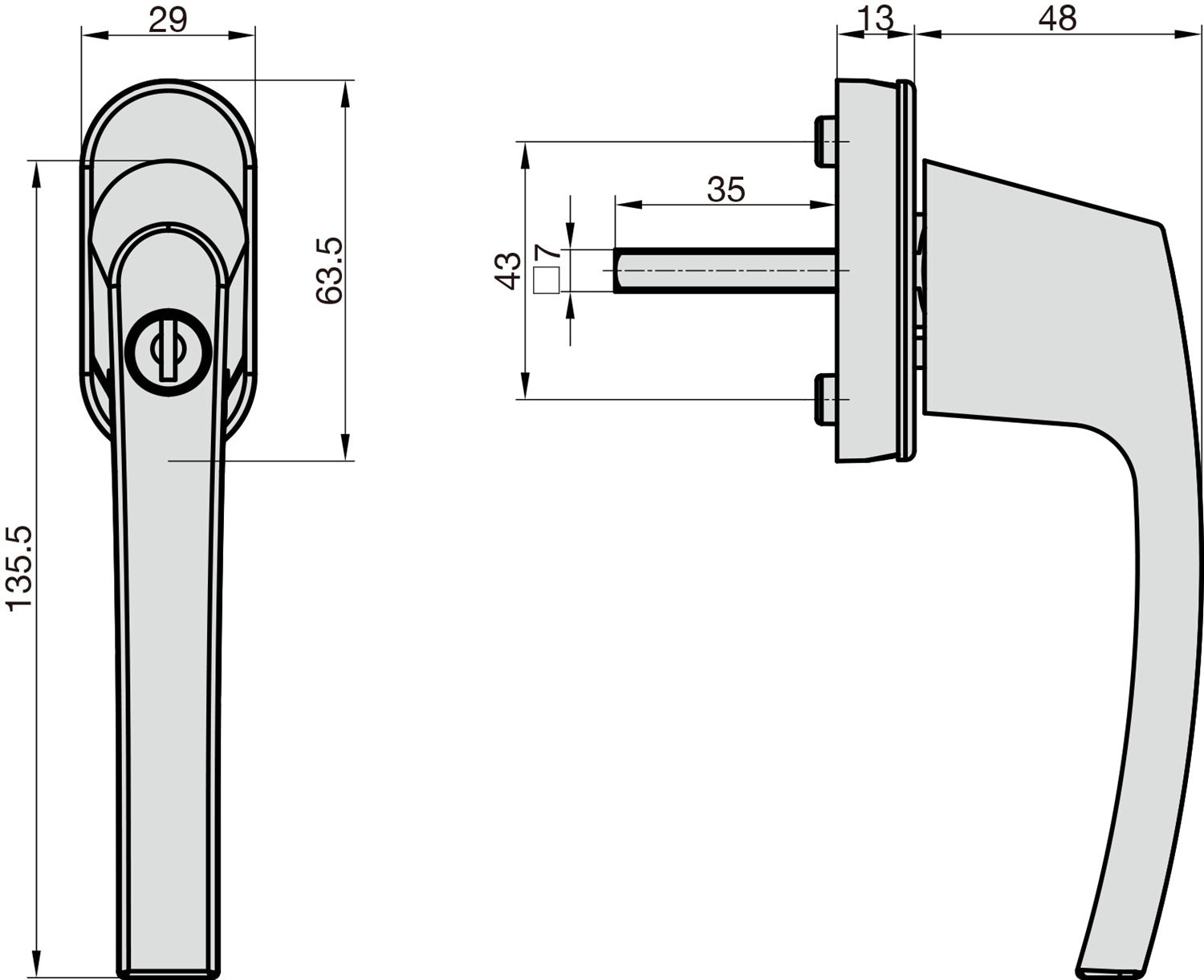 BASI 7555-0000 FG 505 Fenstergriff Alu Silber abschließbar gleichschließend Fenstersicherung