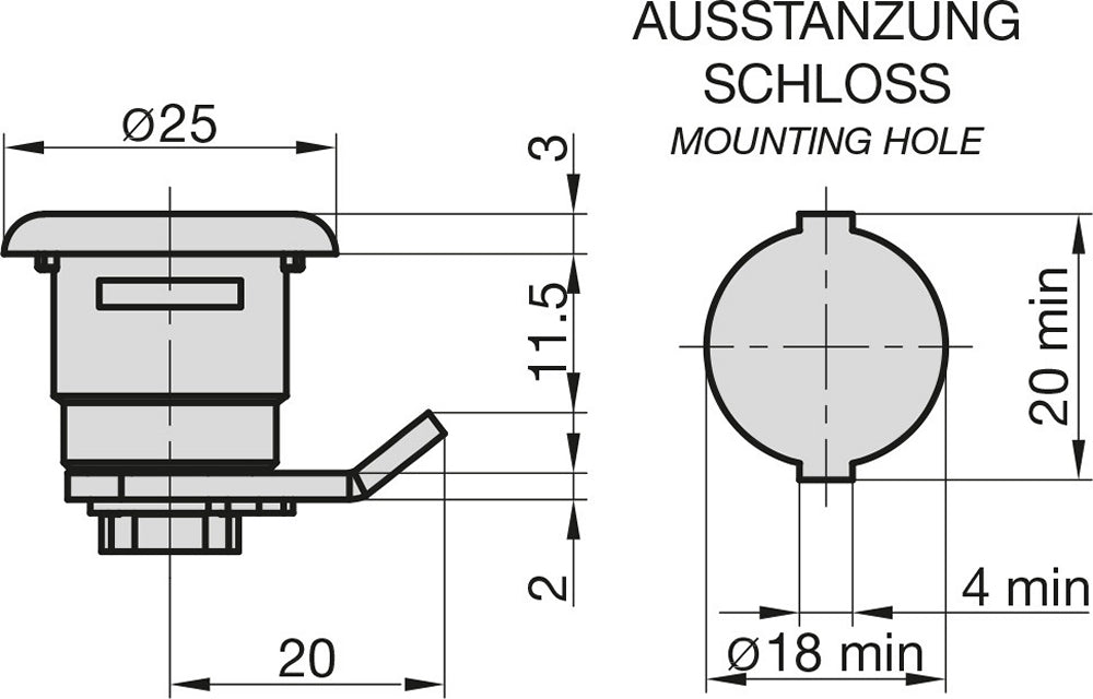 BASI 9000-1328 Hebelschloss HS 328 für Briefkästen von RENZ Briefkastenschloss