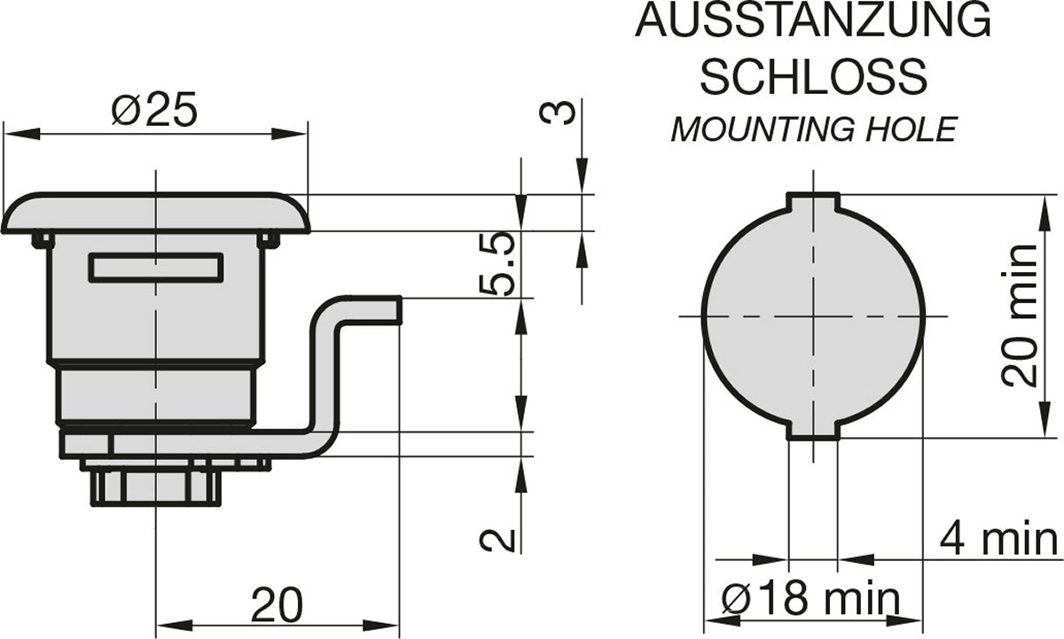 BASI 9000-1329 Hebelschloss HS 329 für Briefkästen von RENZ Briefkastenschloss