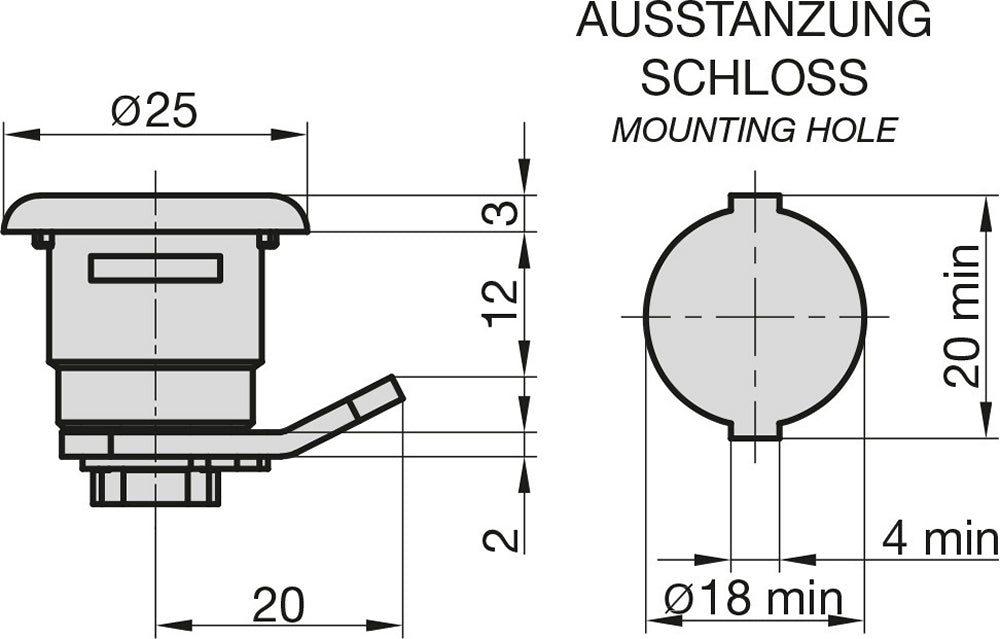BASI 9000-1330 Hebelschloss HS 330 für Briefkästen von RENZ Briefkastenschloss