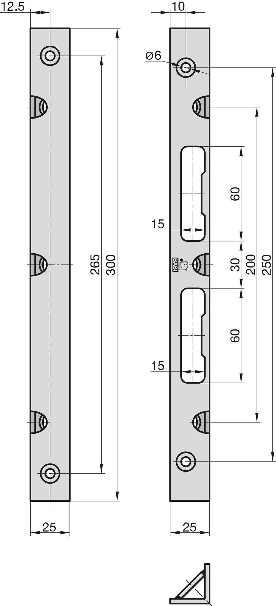 BASI 9551-0110 Sicherheitswinkelschließblech SWS 955 (M) 3 Maueranker-Dübel