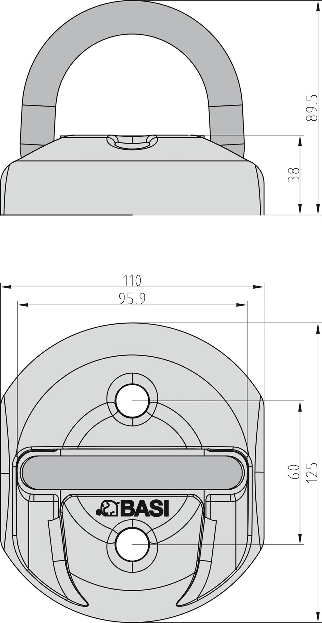 BASI 6990-0309 BW 110 Zweirad Bodenanker Wandanker Sicherheitsanker 110 x 125 x 38mm