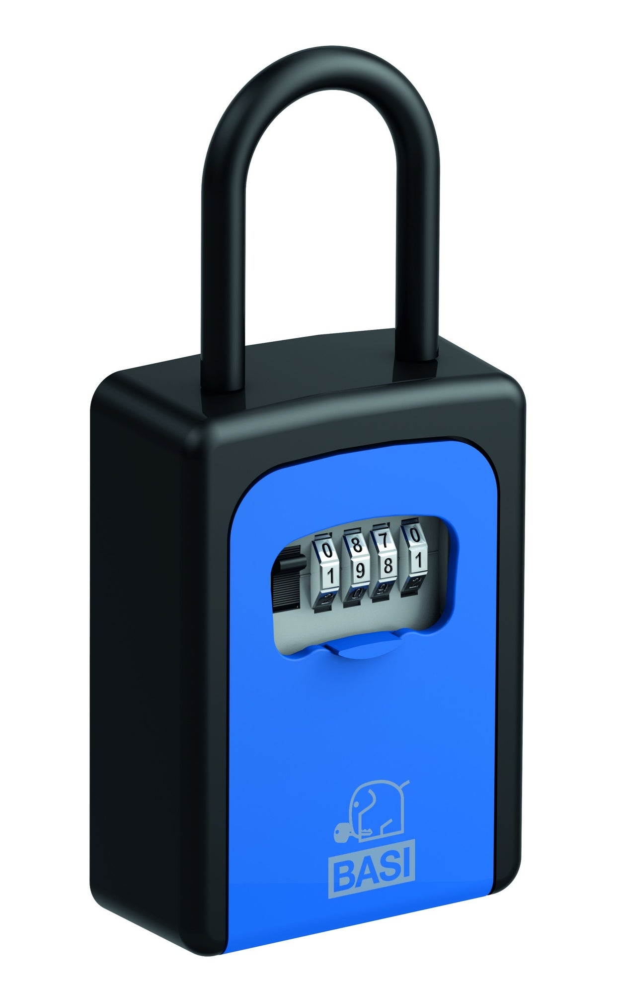 BASI 2101-0005-1113 Schlüsselsafe SSZ 200B Schwarz/Blau mit Zahlenschloss und Bügel