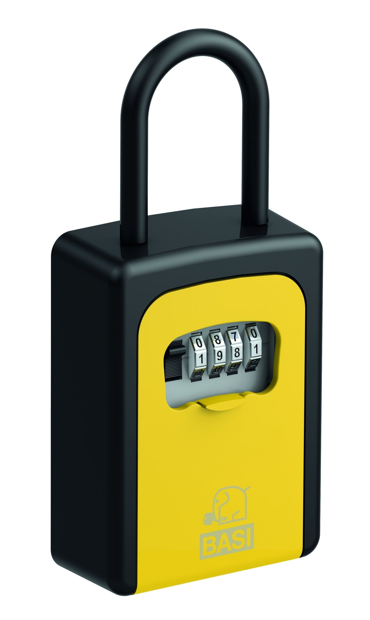 BASI 2101-0005-1116 Schlüsselsafe SSZ 200B Schwarz/Gelb mit Zahlenschloss und Bügel
