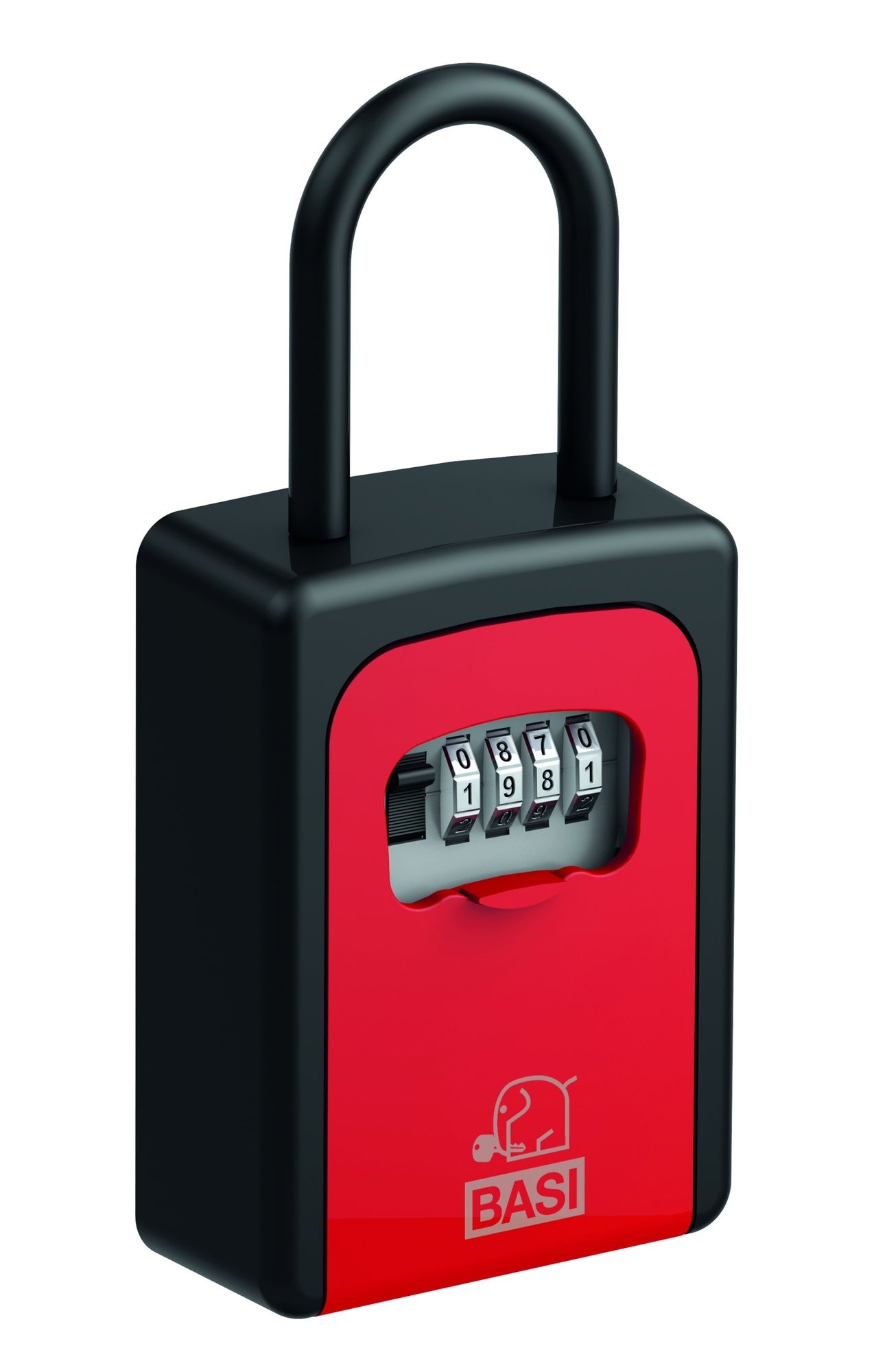 BASI 2101-0005-1114 Schlüsselsafe SSZ 200B Schwarz/Rot mit Zahlenschloss und Bügel