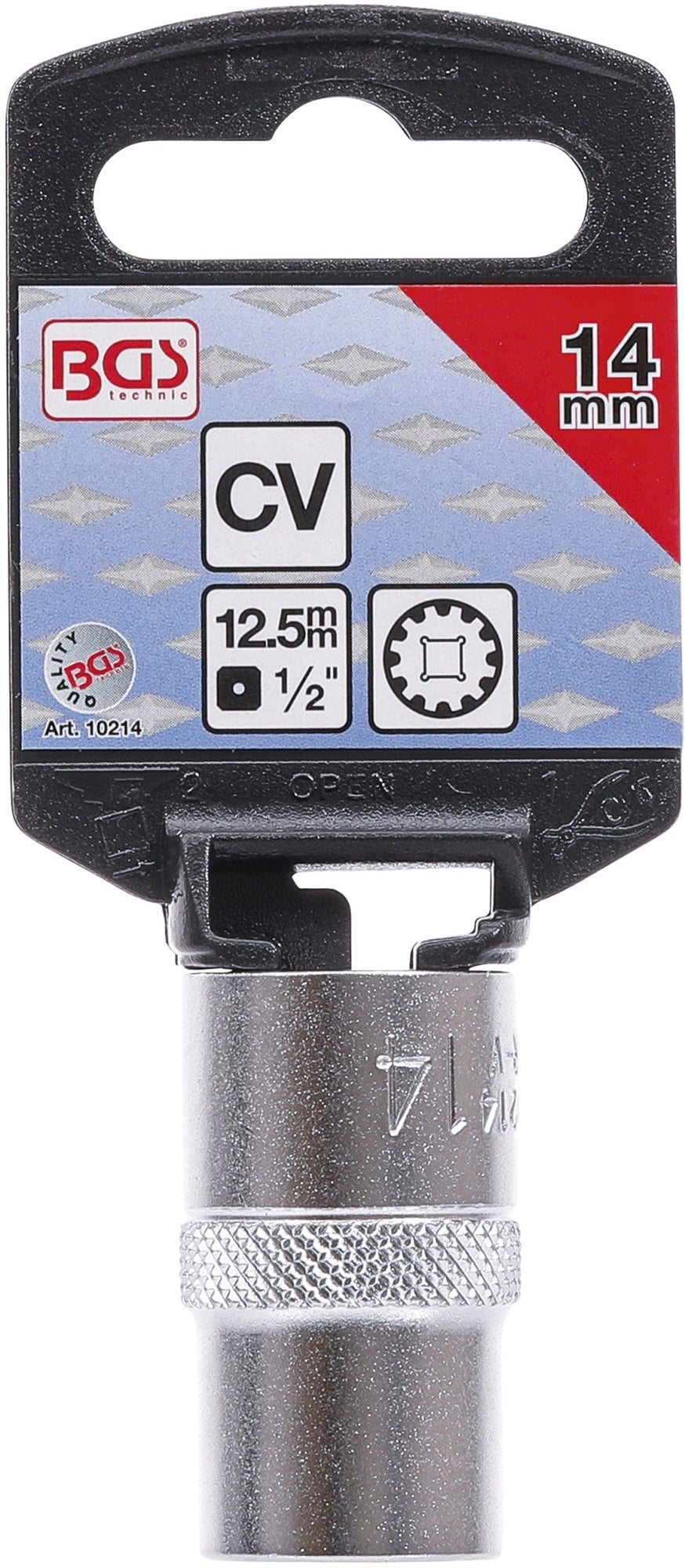 BGS 10214 Nuss / Stecknuss / Steckschlüsseleinsatz Gear Lock SW 14mm Antrieb 12,5mm (1/2")