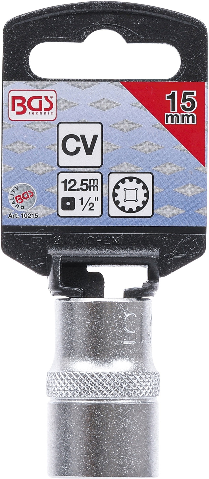 BGS 10215 Nuss / Stecknuss / Steckschlüsseleinsatz Gear Lock SW 15mm Antrieb 12,5mm (1/2")