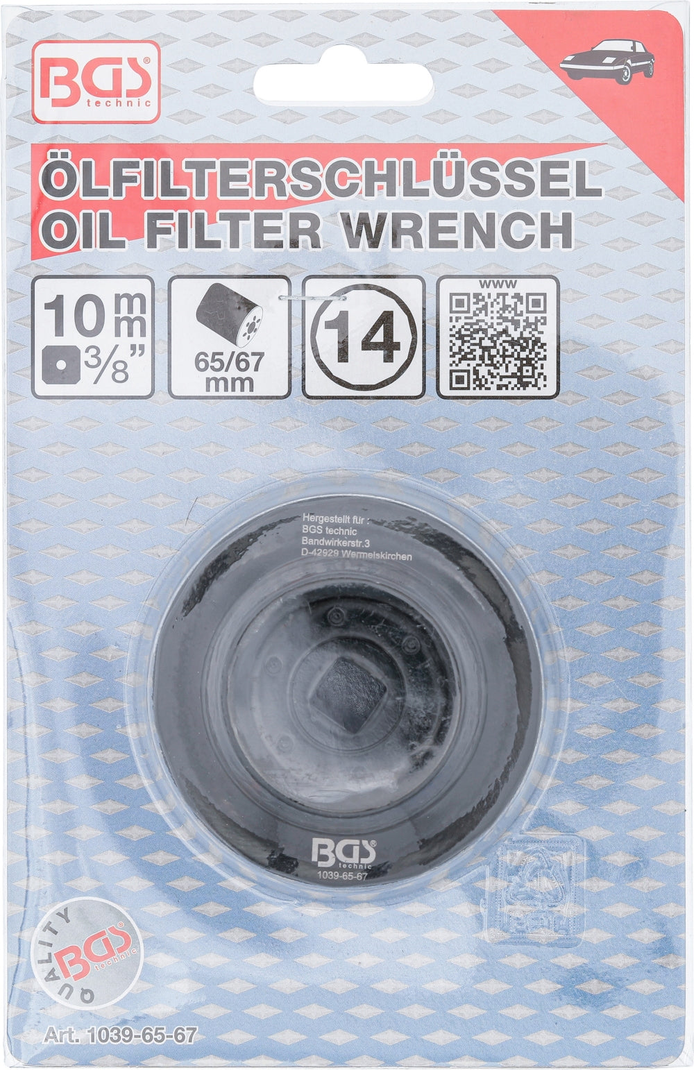 BGS 1039-65-67 Ölfilterschlüssel 14-kant Ø 65 - 67mm für Daihatsu Fiat Nissan Toyota