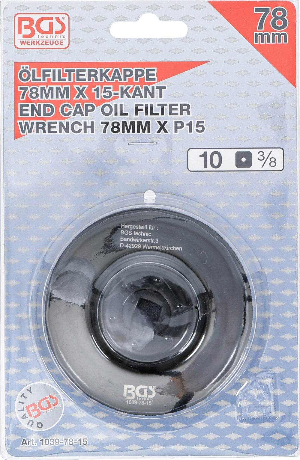 BGS 1039-78-15 Ölfilterschlüssel 15-kant Ø 78mm für Ford Nissan Toyota