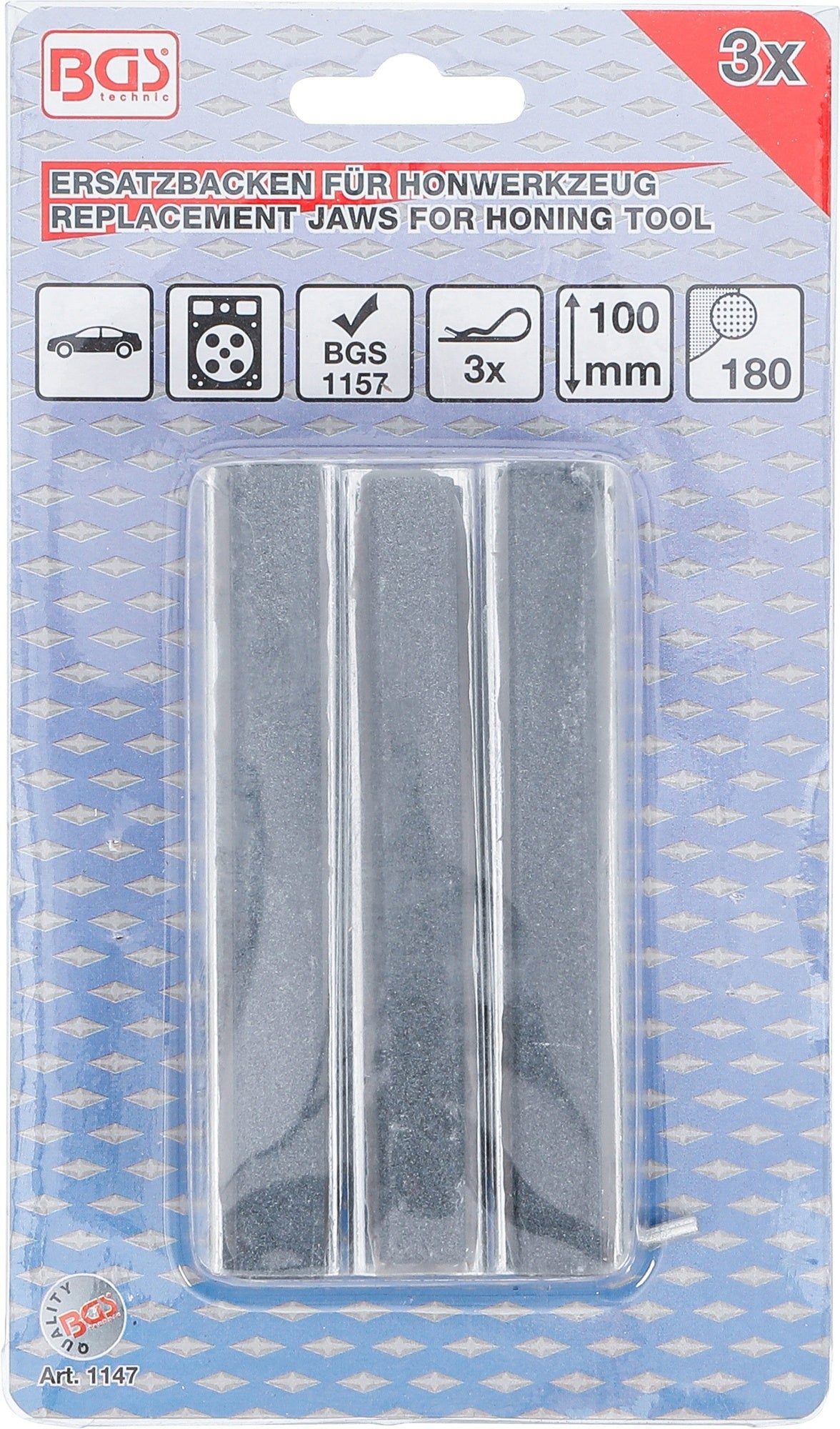 BGS 1147 Ersatzbacken für Honwerkzeug Art. 1157 Backenlänge 100mm Korn 180