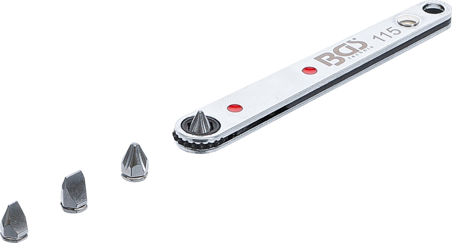 BGS 115 Spezial Bitknarre ultra dünn Abtrieb Innensechskant 6,3mm (1/4") inkl. 4 Spezialbits