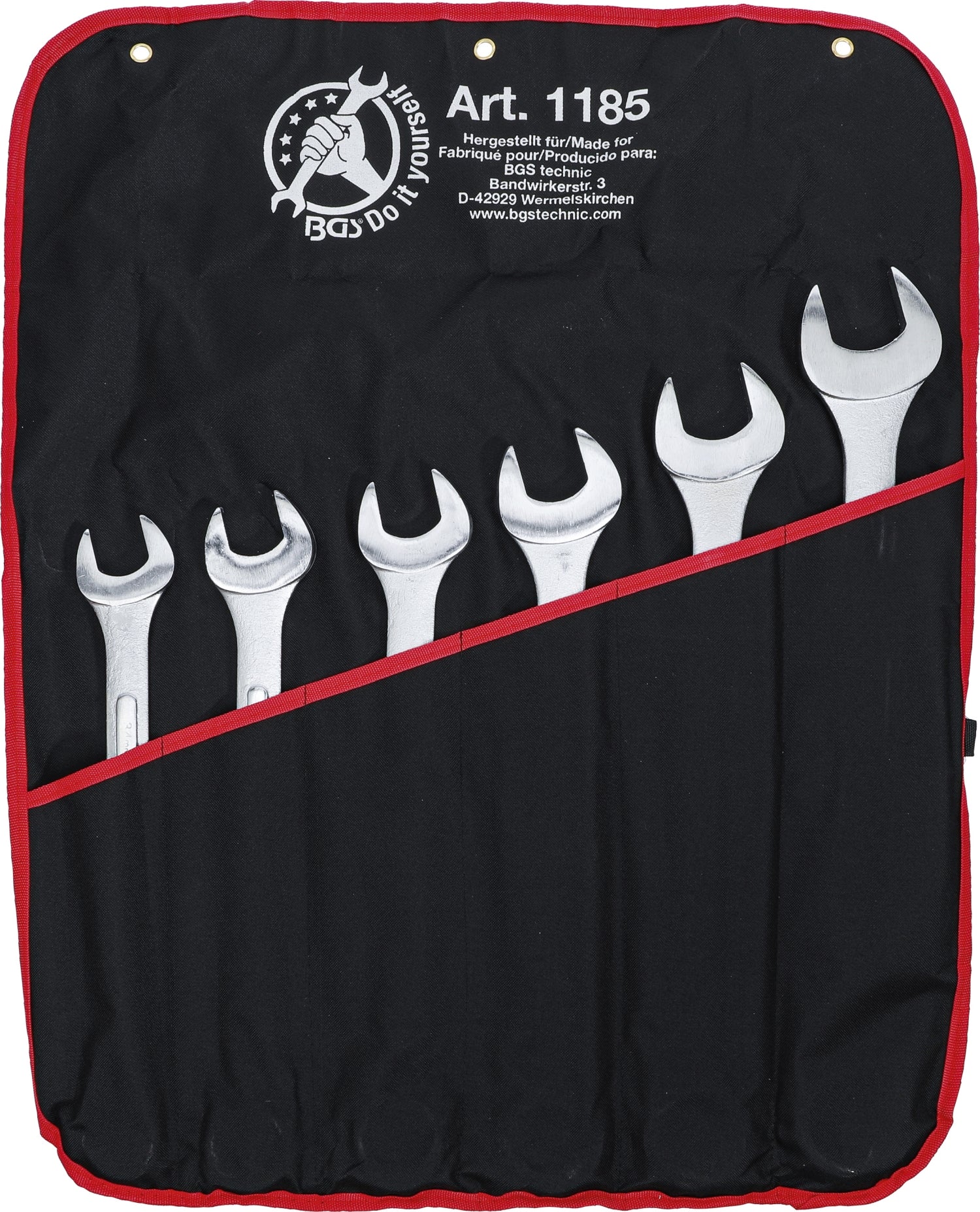 BGS DIY 1185 Satz XXL Ring-Maulschlüssel / Gabel-Ringschlüssel 34-50 mm mit Tasche