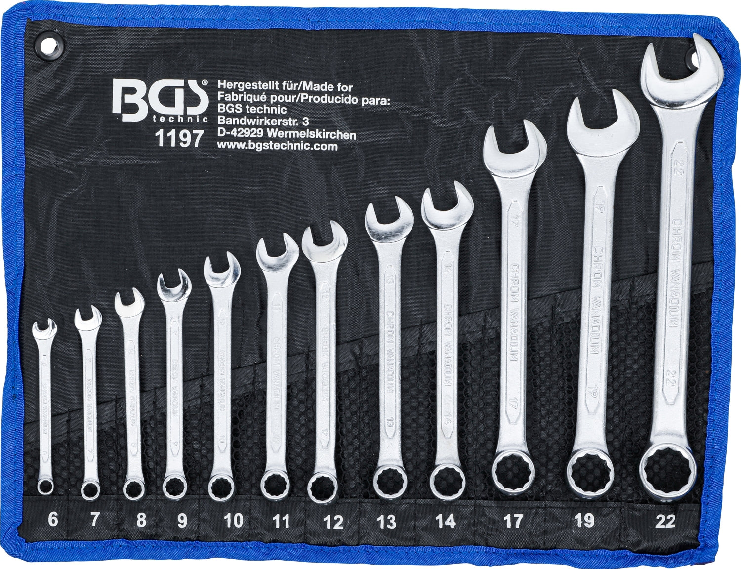 BGS 1197 Satz Ringmaulschlüssel 6-22mm metrisch 12 teilig mit Tasche