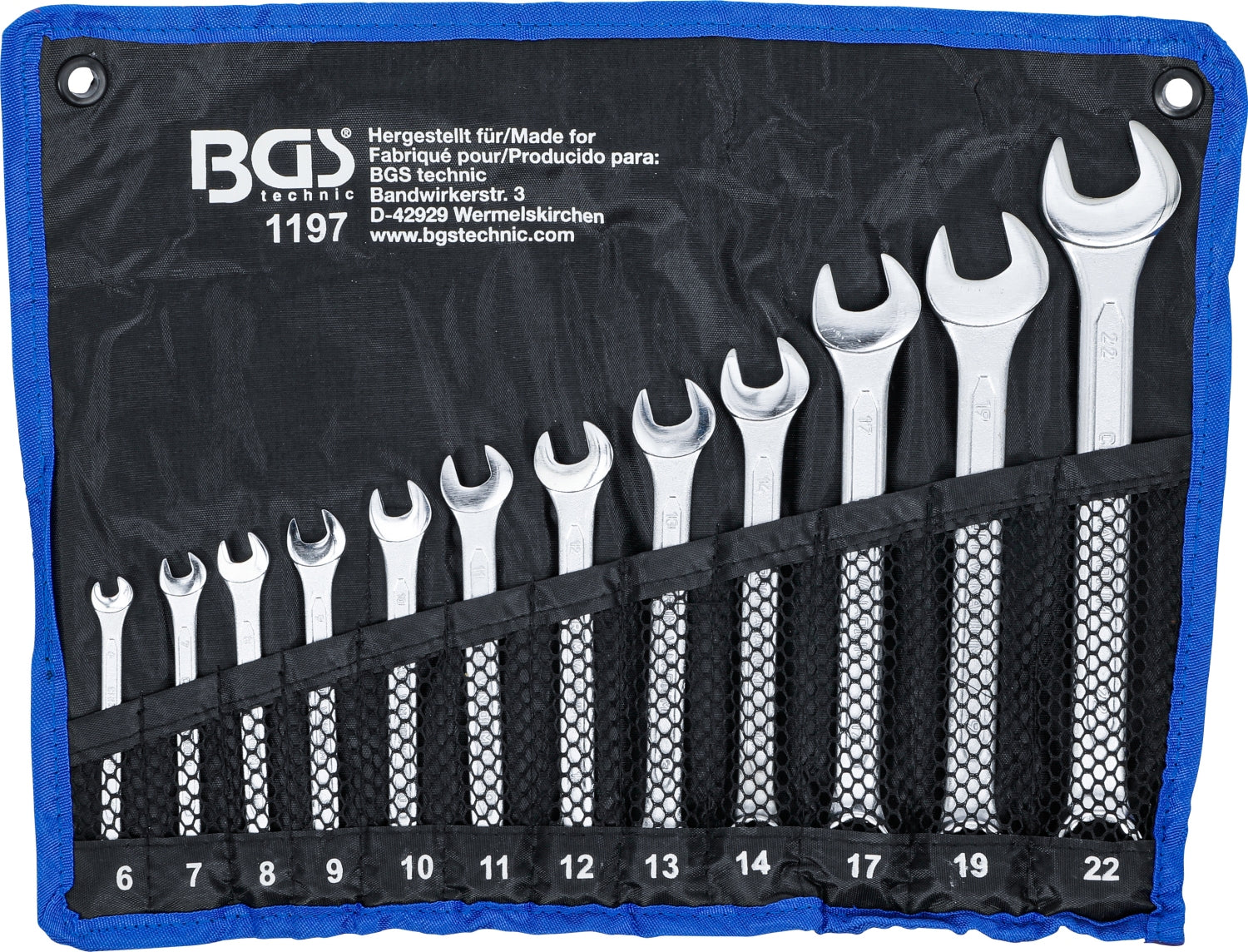 BGS 1197 Satz Ringmaulschlüssel 6-22mm metrisch 12 teilig mit Tasche