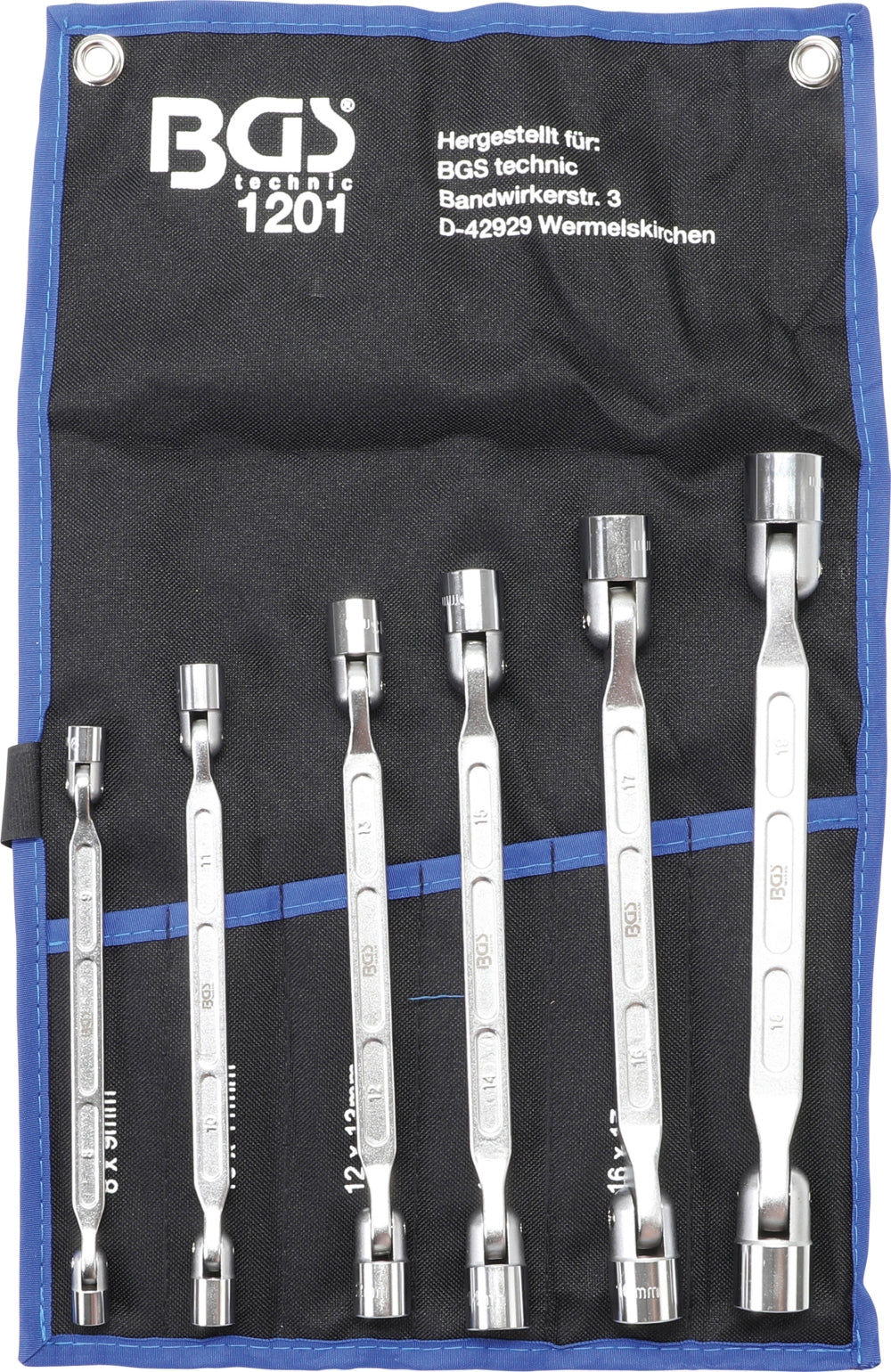BGS 1201 Satz Doppelringschlüssel mit flexiblen Köpfen 6 teilig