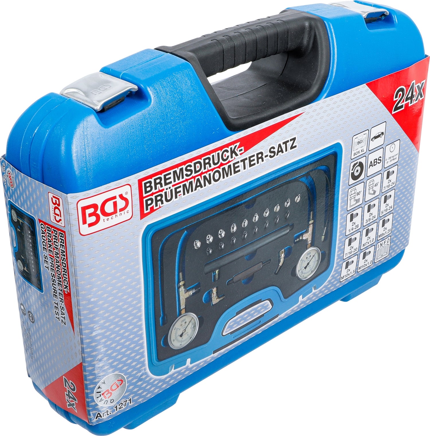 BGS 1271 Satz Bremsdruck mit 2 Monometern und verschiedenen Adaptern
