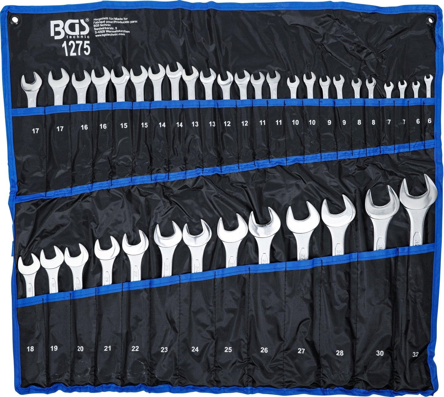BGS 1275 Satz Ringmaulschlüssel 6-32mm metrisch 37 teilig in Tetron Rolltasche