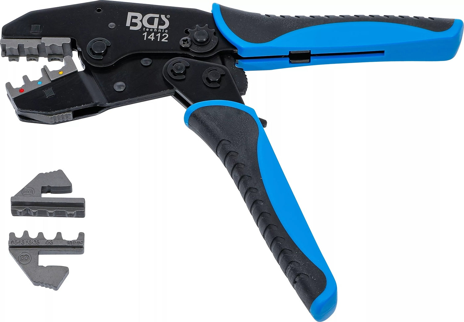 BGS 1412 Kabelschuhzange mit Ratschenfunktion mit 2 Paar Crimpbacken