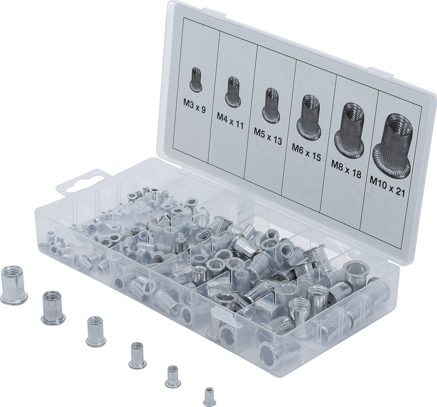 BGS 14127 Sortiment Nietmuttern aus Aluminium 150 teilig