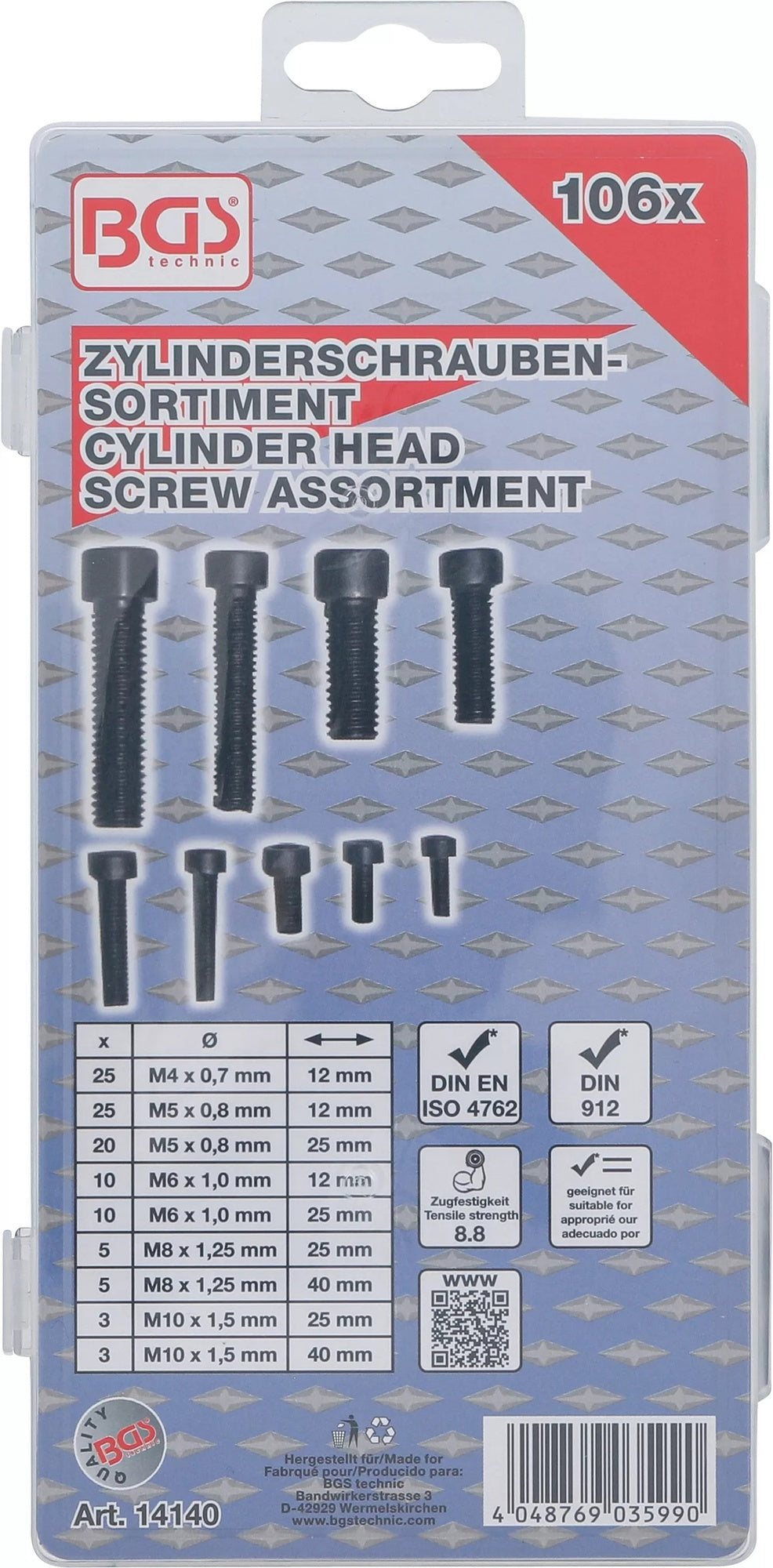 BGS 14140 Sortiment Zylinderschrauben Innensechskant 106 teilig