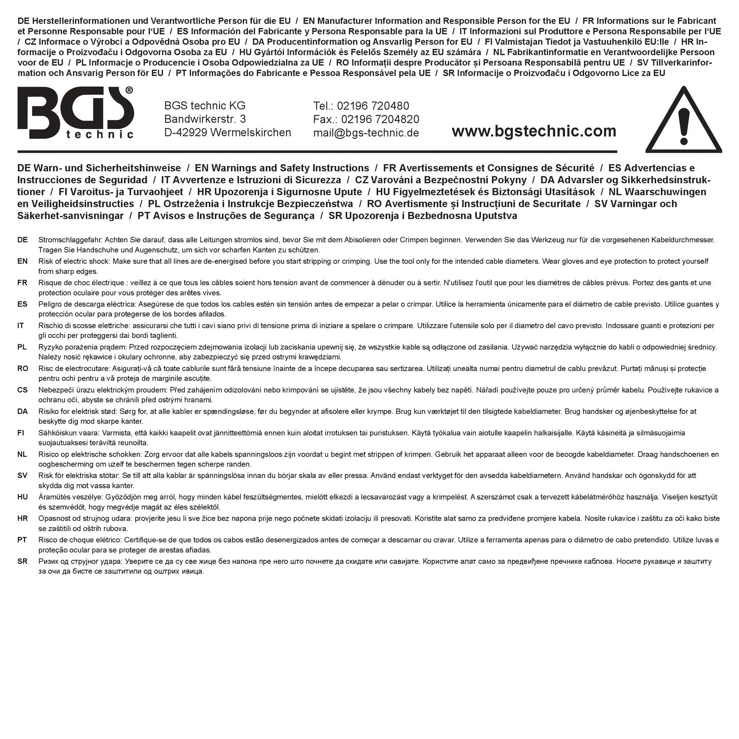 BGS 1418 Kabelschuhzange Crimpzange Presszange mit Ratschenfunktion - für Aderendhülsen