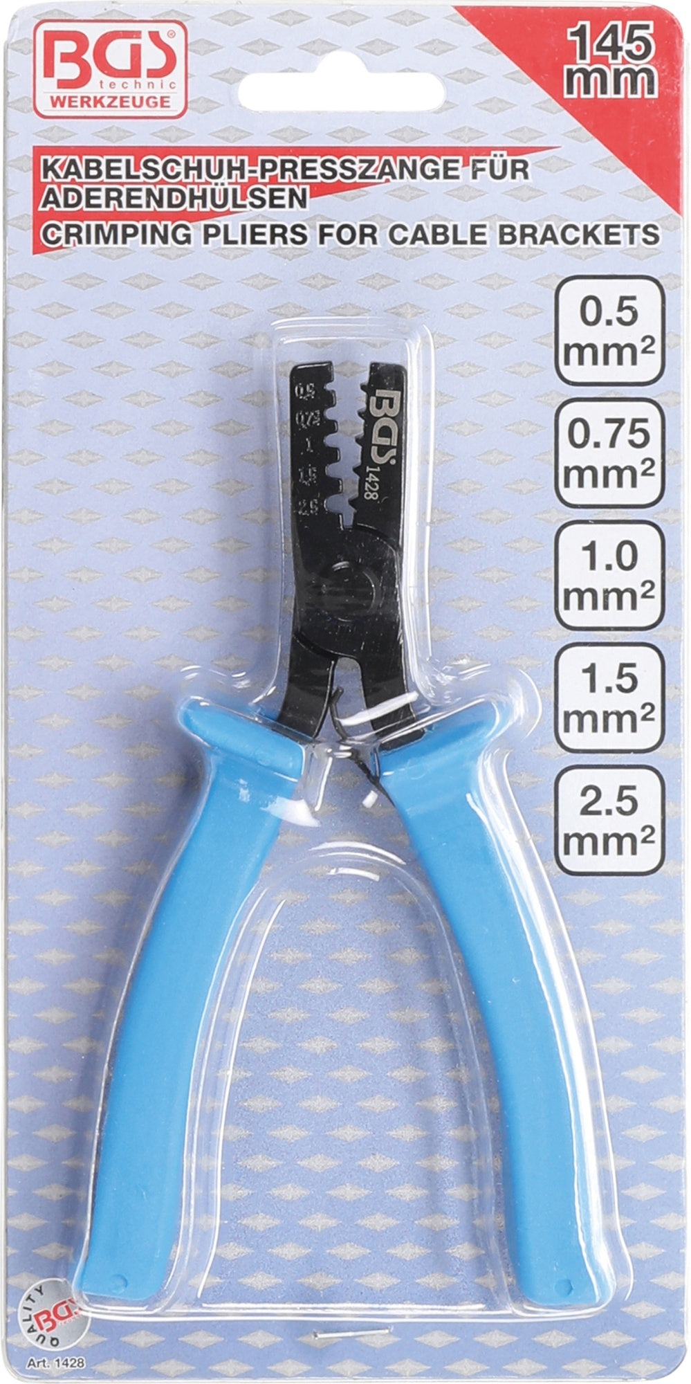 BGS 1428 Kabelschuh Presszange für Aderendhülsen 0,5 - 2,5mm²
