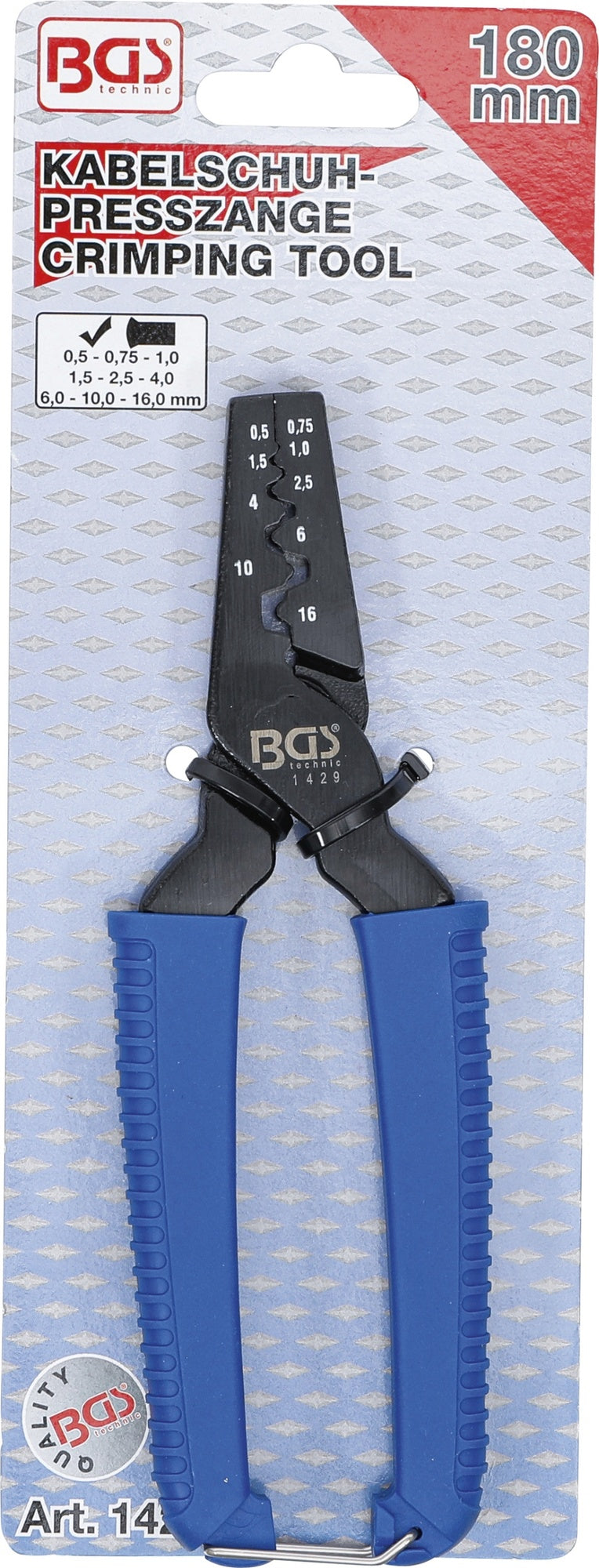 BGS 1429 Kabelschuh Presszange für Aderendhülsen 0,5 - 16mm²