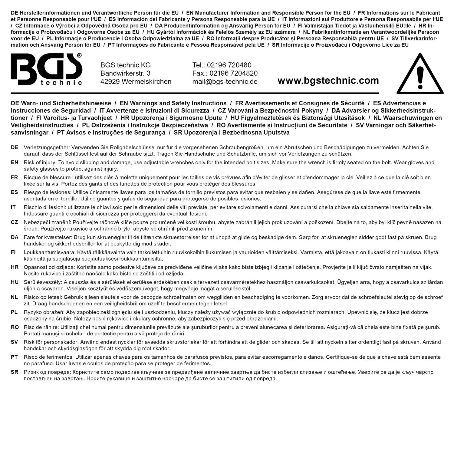 BGS 1443 Rollgabelschlüssel Länge 300mm max. 36mm Öffnung