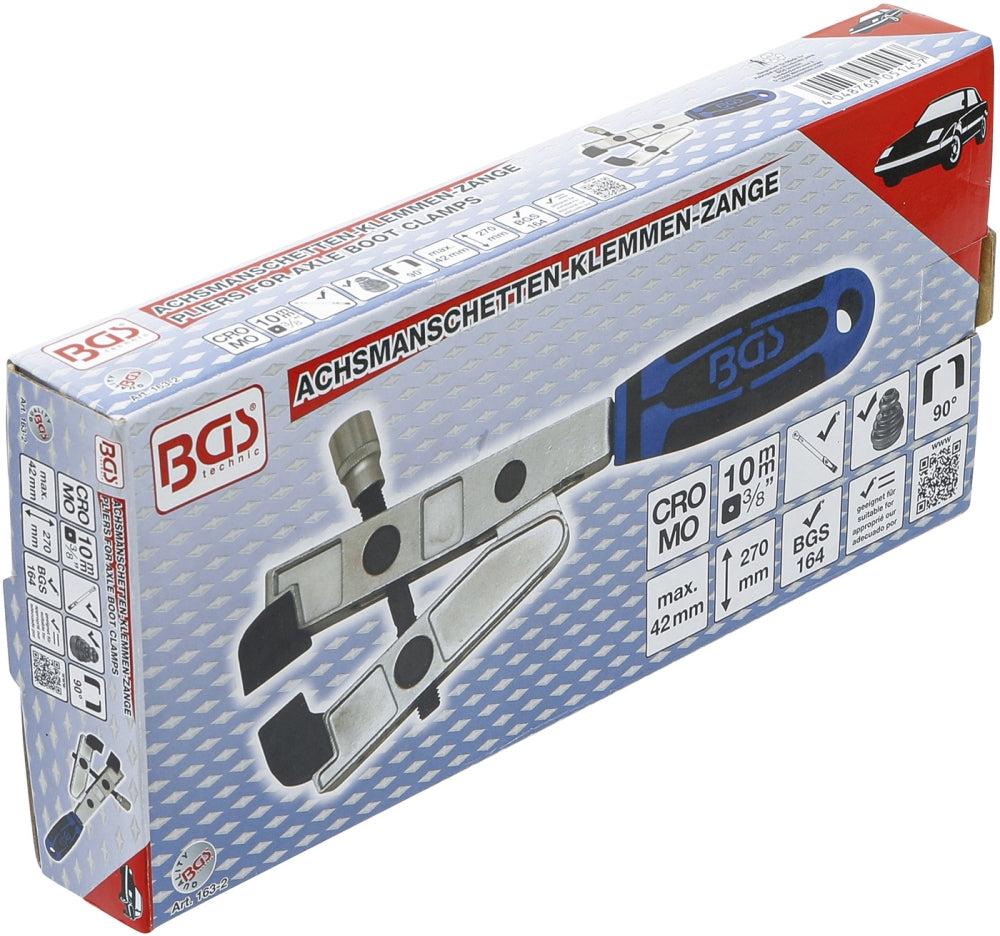BGS 163-2 Zange für Achsmanschetten-Klemmen Drehmomentbetrieb 90° abgewinkelt