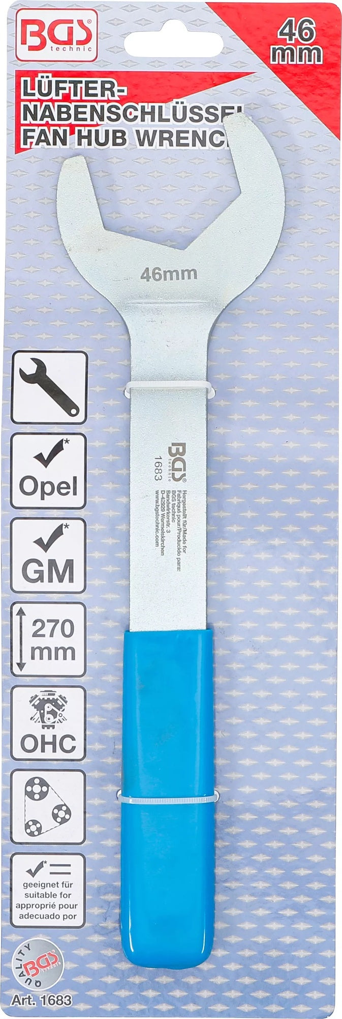 BGS  1683 Lüfternabenschlüssel / Maulschlüssel extra flach Schlüsselweite 46mm