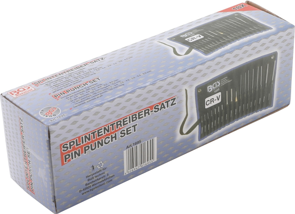 BGS 1695 Satz Splintentreiber Ø1,5 - Ø9,5mm Längen 100mm 150mm 200mm 18 teilig