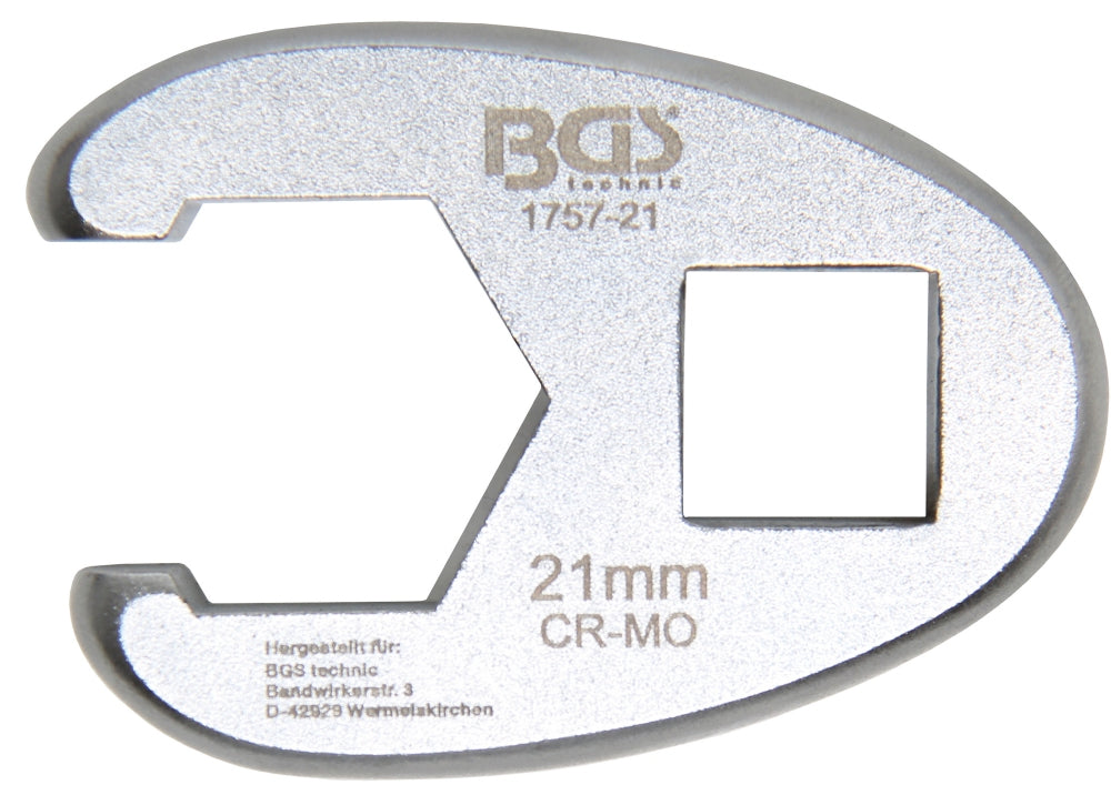 BGS 1757-21 Hahnenfuss / Krähenfuss Schlüssel SW 21mm mit 12,5mm (1/2") Antrieb