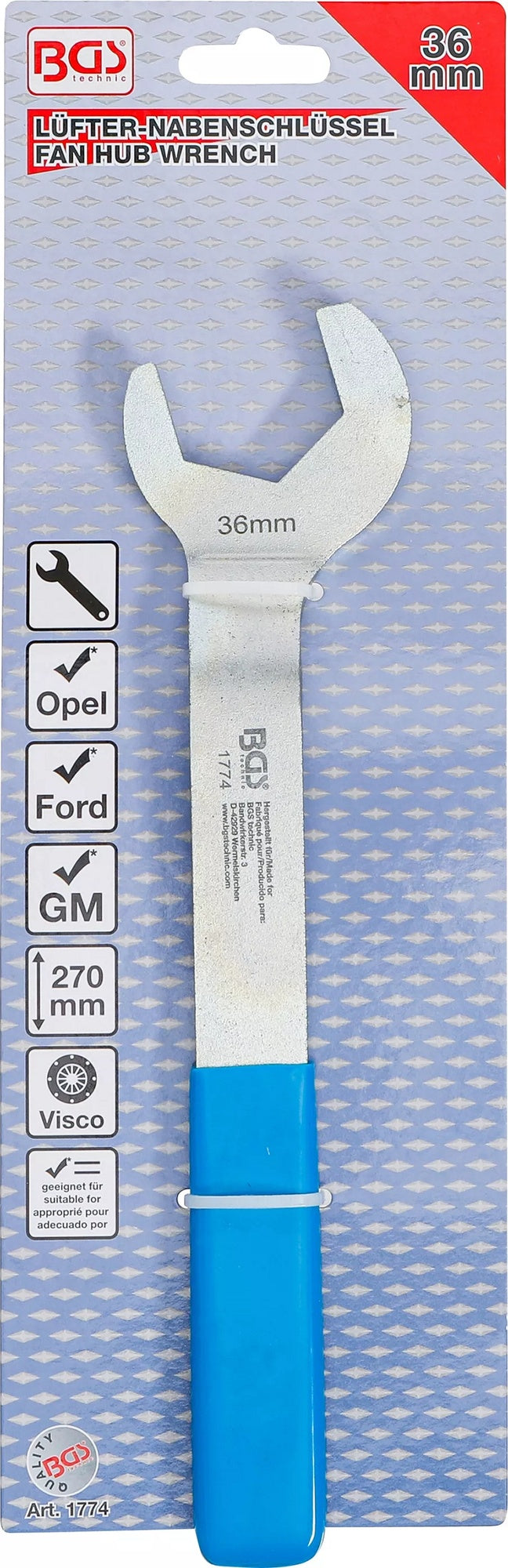 BGS 1774 Lüfternabenschlüssel / Maulschlüssel extra flach Schlüsselweite 36mm