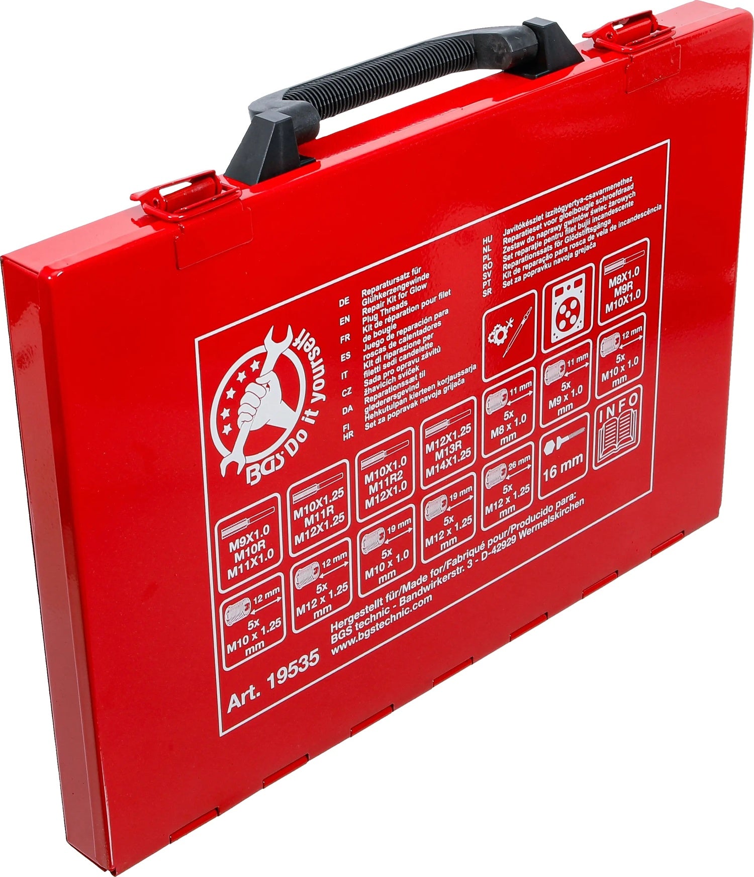 BGS DIY 19535 Reparatursatz für Glühkerzengewinde M8 - M9 - M10 - M12