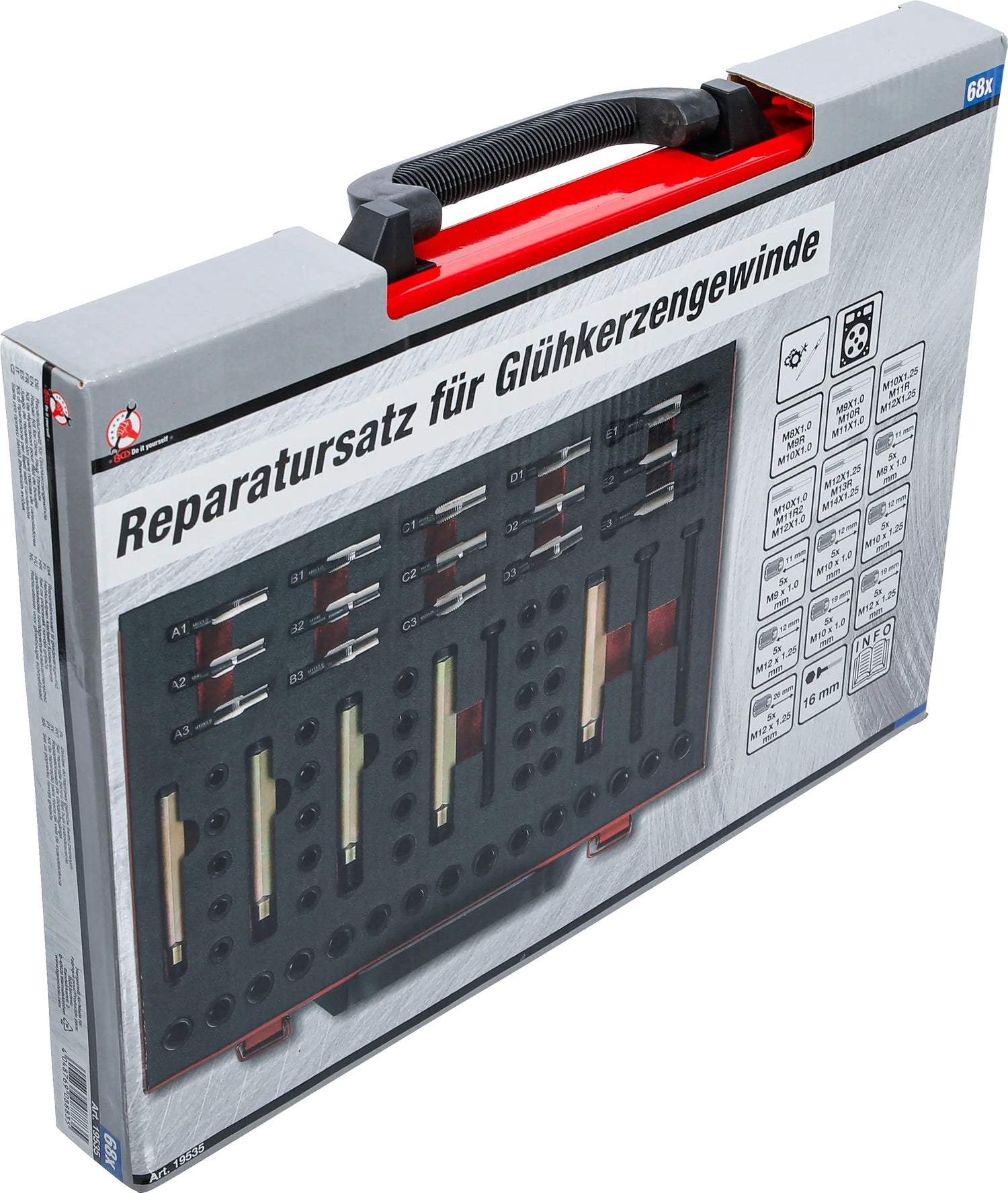 BGS DIY 19535 Reparatursatz für Glühkerzengewinde M8 - M9 - M10 - M12