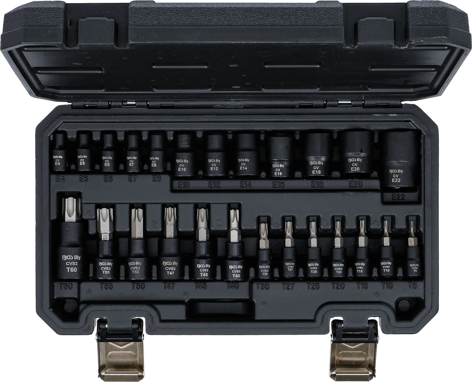 BGS DIY 20124 Satz Biteinsätze Steckschlüsseleinsätze Antrieb 6,3mm (1/4") 10mm (3/8") 12,5mm (1/2") E-Profil T-Profil (für Torx)