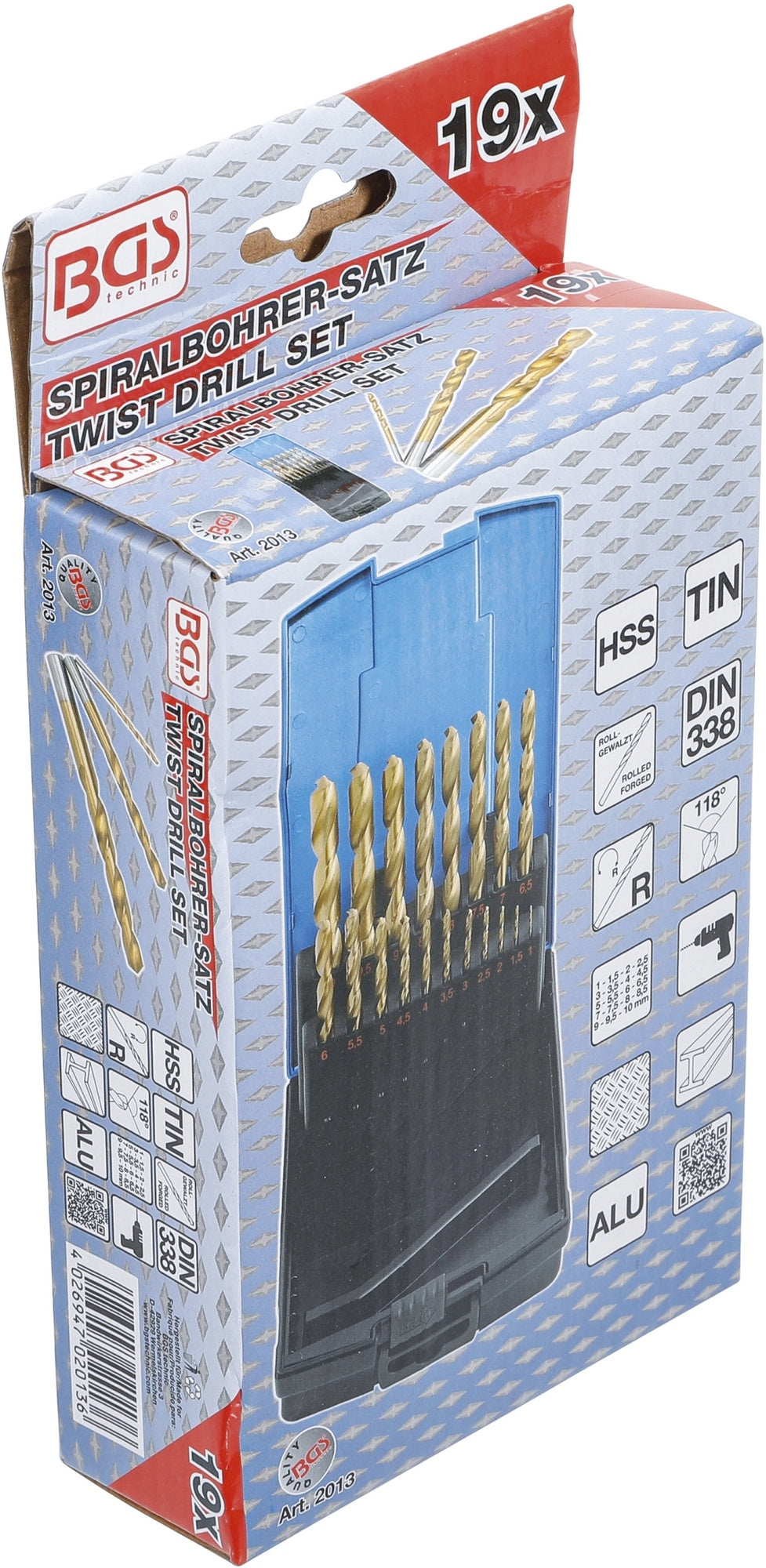 BGS 2013 Satz Spiralbohrer HSS titan-nitriert 1 - 10mm 19 teilig