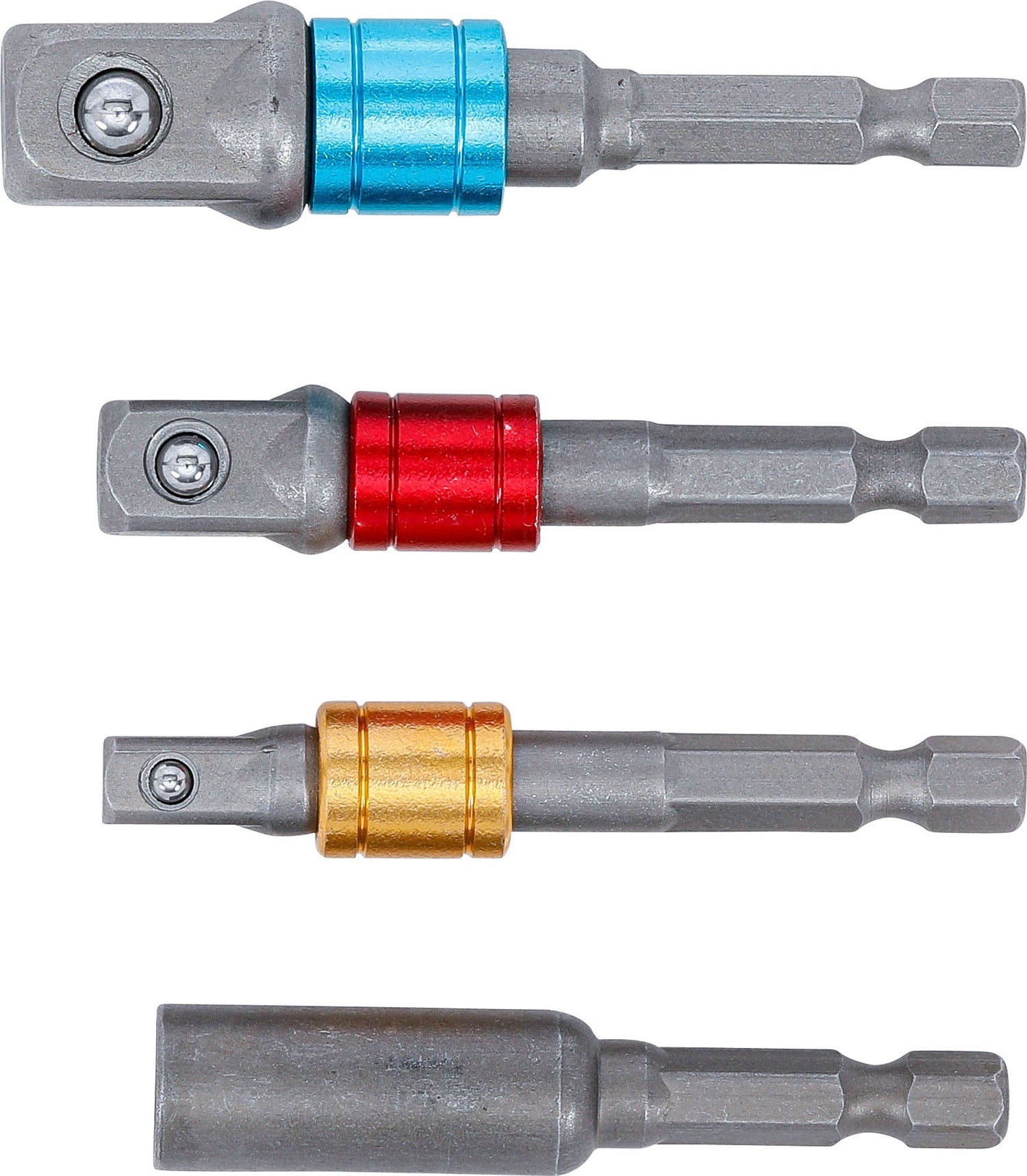 BGS DIY 20814 Satz Adapter für Bohrmaschinen farbig für Nüsse und Bits