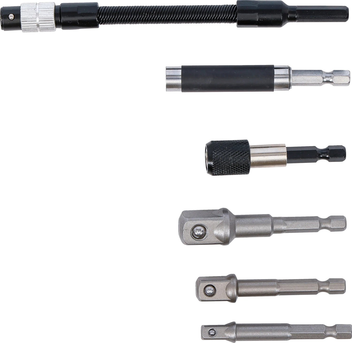 BGS DIY 20819 Satz Adapter und Verlängerungen für Bohrmaschinen Außensechskant 6,3mm (1/4") 6 teilig