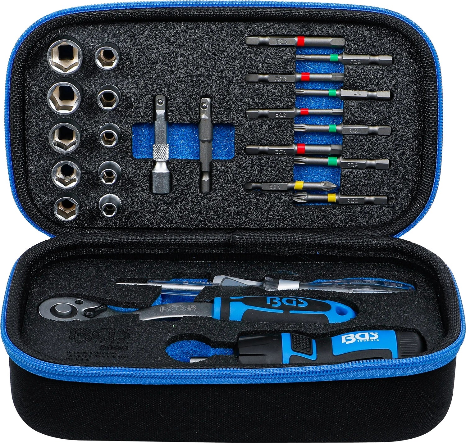 BGS 2098 Satz Steckschlüssel Antrieb 6,3mm (1/4") 26 teilig Reißverschlusstasche