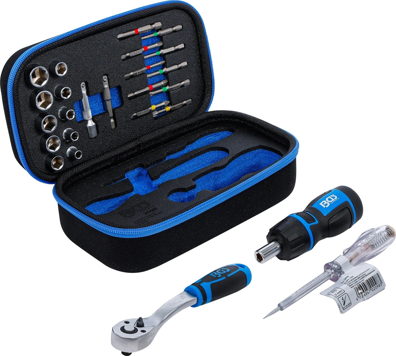 BGS 2098 Satz Steckschlüssel Antrieb 6,3mm (1/4") 26 teilig Reißverschlusstasche