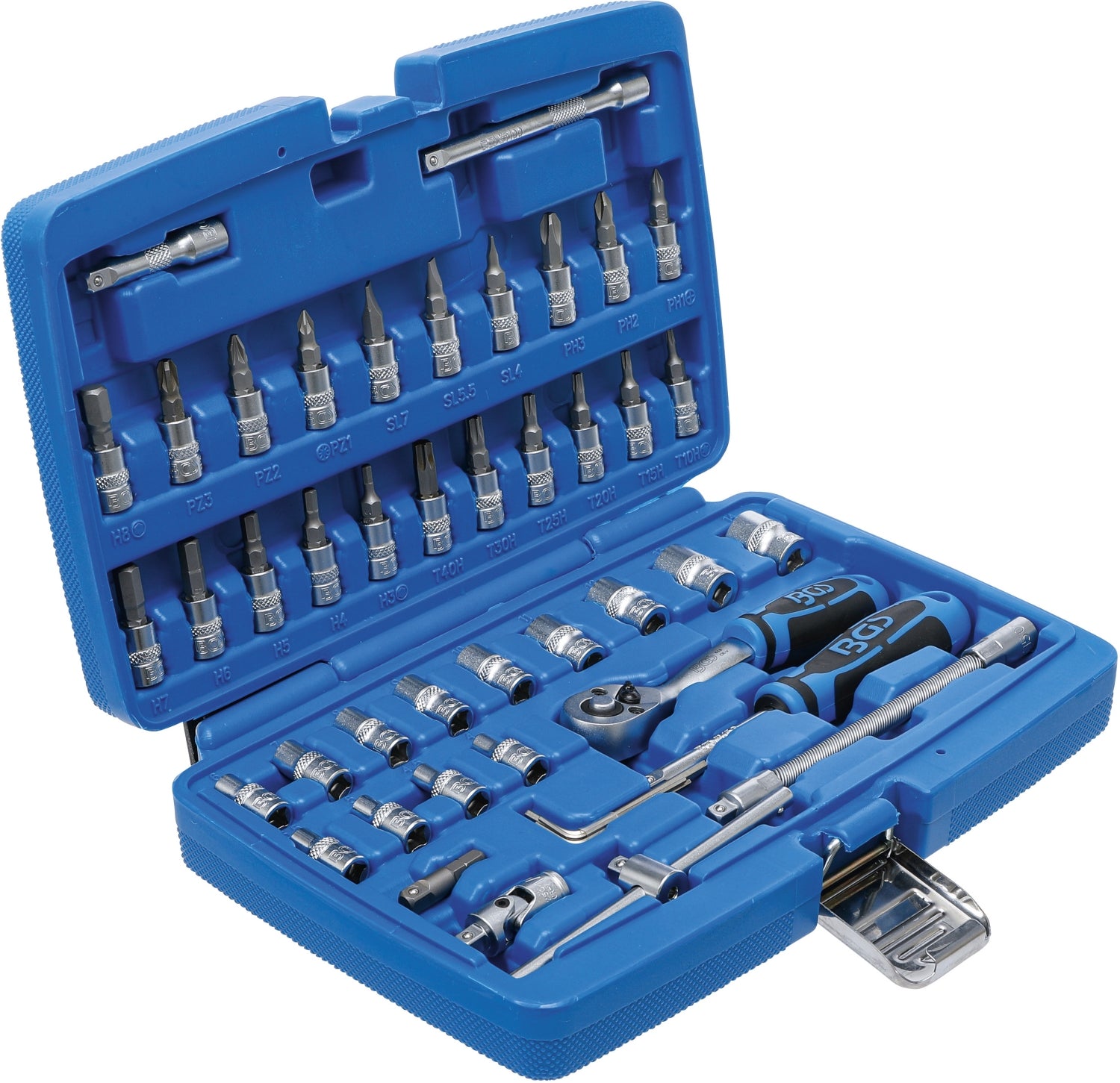 BGS 2146 Satz Werkzeuge Steckschlüssel Antrieb 6,3mm (1/4") 46 teilig