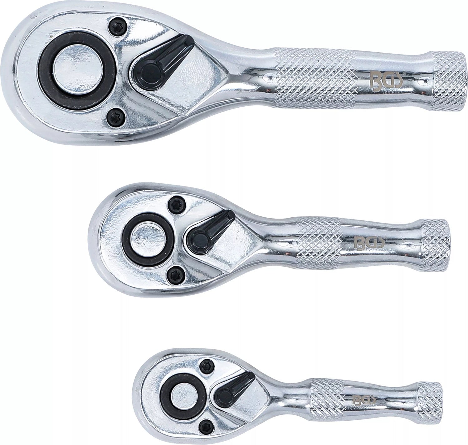 BGS 215 Satz Mini Umschaltknarren 6,3mm (1/4") / 10mm (3/8") / 12,5mm (1/2") 3 teilig