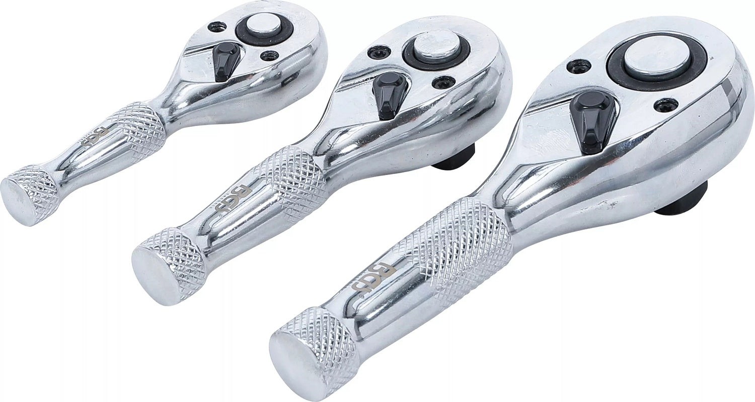 BGS 215 Satz Mini Umschaltknarren 6,3mm (1/4") / 10mm (3/8") / 12,5mm (1/2") 3 teilig