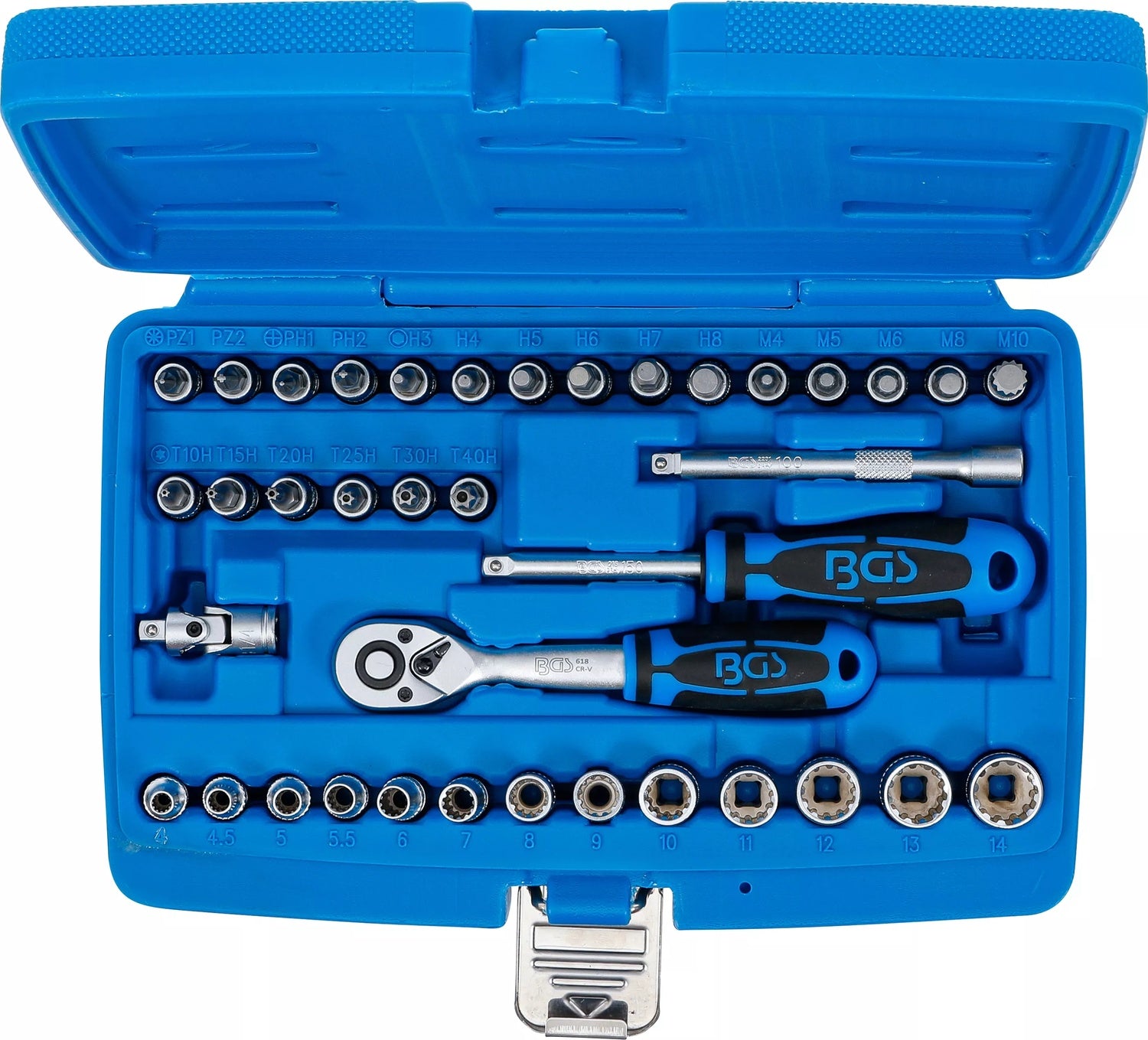 BGS 2151 Satz Steckschlüssel Gear Lock Antrieb 6,3mm (1/4") 39 teilig
