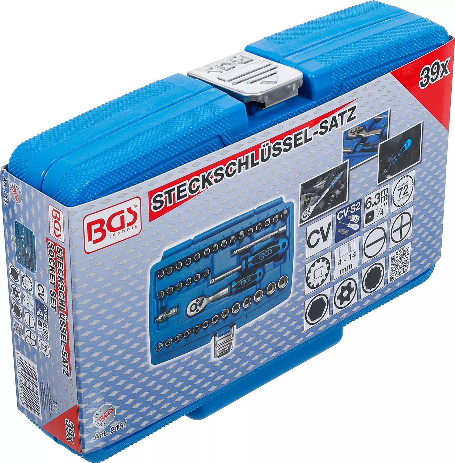 BGS 2151 Satz Steckschlüssel Gear Lock Antrieb 6,3mm (1/4") 39 teilig